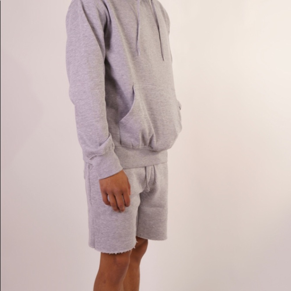 Men Gray Raw Edge Short Set